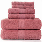 3-Piece Deluxe Cotton Towels Set: Bath Towel, Hand Towel & Face Washer (Coral)