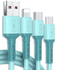All-in-One Charging Cable: Type C + Apple Lightning + Micro USB iPhone Android Charger (Blue)