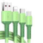 All-in-One USB Cable: Micro USB + Lightning + Type C Charging Cables iPhone Android (Green)