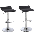 2 x Contemporary PU Leather Kitchen Bar Stools (BLACK -Set of 2)