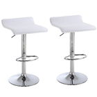 2 x Contemporary PU Leather Kitchen Bar Stools (WHITE -Set of 2)