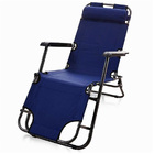 Reclining Outdoor Sun Bed Beach Deck Chair with Padded Head Rest
