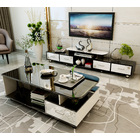 2-Piece Set Luxe High Gloss Large Coffee Table & TV Cabinet