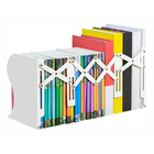 Adjustable Bookend Holder Retractable Book Stand Storage Shelf Unit Office Organiser (White)