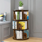 Sanctuary 360-degree Rotating 3 Tier Display Shelf Bookcase Organiser (Rustic Wood)