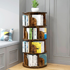 Sanctuary 360-degree Rotating 4 Tier Display Shelf Bookcase Organiser (Rustic Wood)