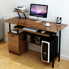 120cm High Gloss Computer Desk with Drawers and Shelves (Walnut)