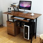 High Gloss Computer Desk with Drawers and Shelves (Walnut)