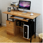 High Gloss Computer Desk with Drawers and Shelves (Oak)