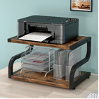 Deluxe Rustic Wood and Steel Desktop Shelf Printer Stand Storage Rack Organizer