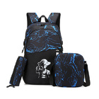 3PC Set Anime Straw Hat Backpack Shoulder Bag, Crossbody School Bag & Penholder