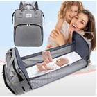 2-in-1 Nappy Bag with Baby Change Bed (Grey)