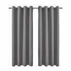 2 X Blackout 3 Layers Eyelet Curtain Drapes - Grey