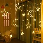 Star and Moon Fairy Curtain Lights LED String Light Home Garden Decorations