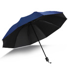 Large 2-Person Windproof UV-Resistant Folding Umbrella (Navy Blue)
